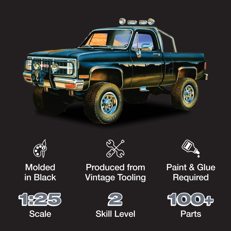 MPC 1984 GMC Pickup 1:25 Scale Model Kit (Black Version) - Image 2